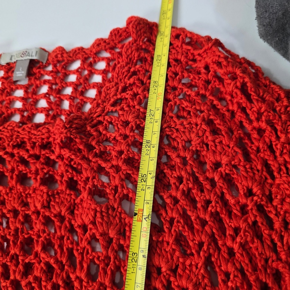 Roz & Ali Crochet Open Knit Asymmetrical Hem Top Large Beach Boho Festival - Picture 5 of 8